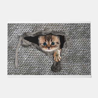 猫が好きでいらっしゃるキャットハウスへようこそ ドアマット