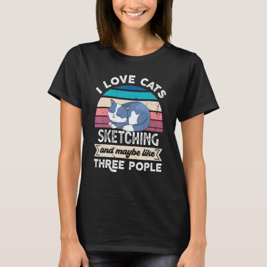 猫が好きで、3人が好き Tシャツ (正面)