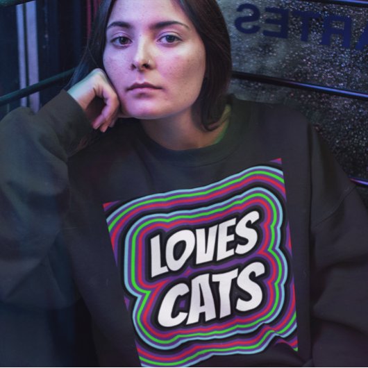 猫が好きなレトロ猫Tシャツ スウェットシャツ