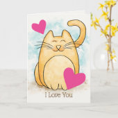 猫が好きカスタムな挨拶 カード (黄色い花)