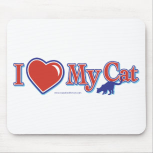 猫が好きハート マウスパッド