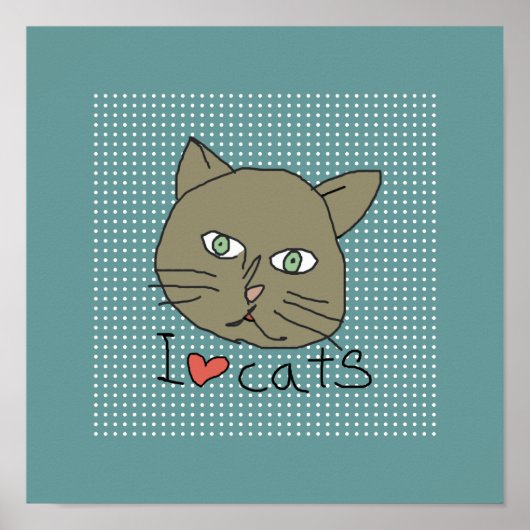 「猫が好き」と壁 ポスター (正面)
