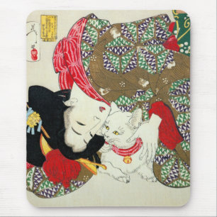 猫が好き、芳年I愛猫、Yoshitoshi、Ukiyo-e マウスパッド