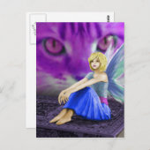 猫が妖精を観察する ポストカード (正面/裏面)