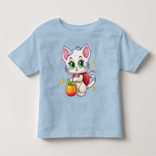 猫が学校に行く–85241 トドラーTシャツ (正面)