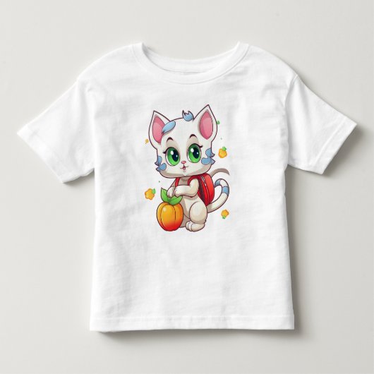 猫が学校に行く–85241 トドラーTシャツ (正面)