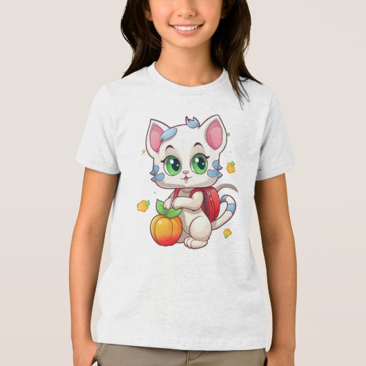 猫が学校に行く–85241 トライブレンドＴシャツ (正面)