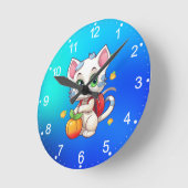 猫が学校に行く–85241 ラウンド壁時計 (傾斜)
