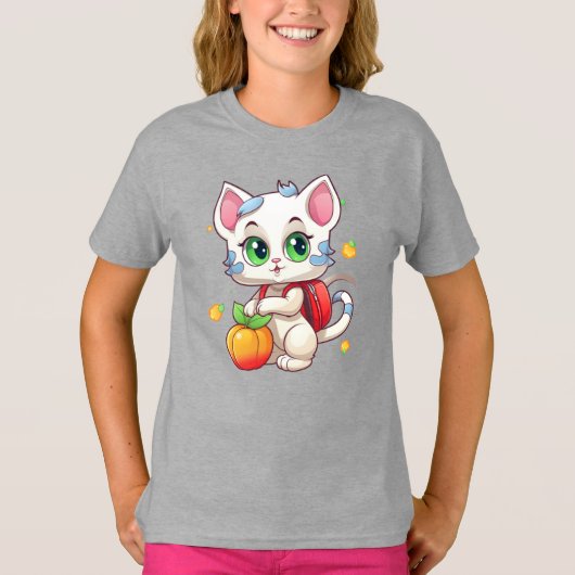 猫が学校に行く–85241 Tシャツ (正面)