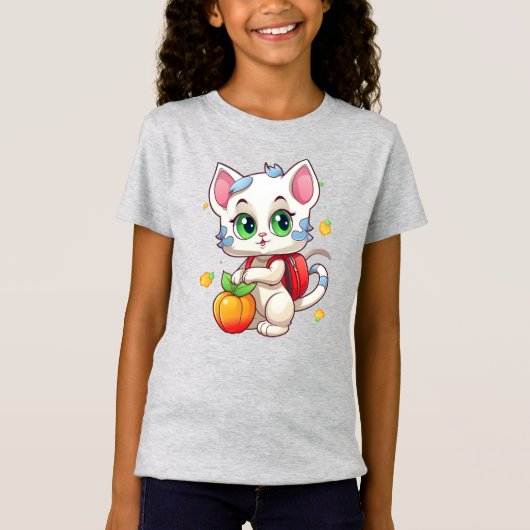猫が学校に行く–85241 Tシャツ (正面)