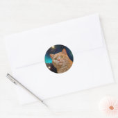 猫が宇宙を見る ラウンドシール (封筒)