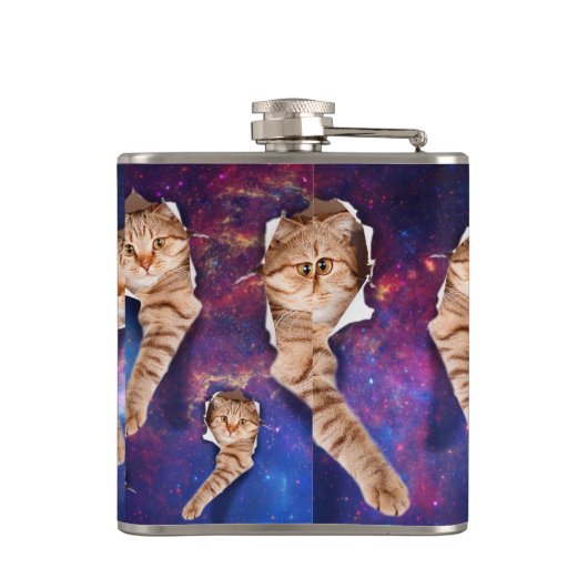 猫が宇宙側の裂けた穴を見上げる フラスク (裏面)
