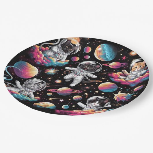 猫が宇宙紙プレート! ペーパープレート (アングル)
