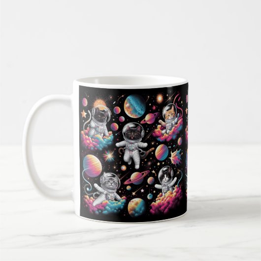 猫が宇宙! コーヒーマグカップ (左)