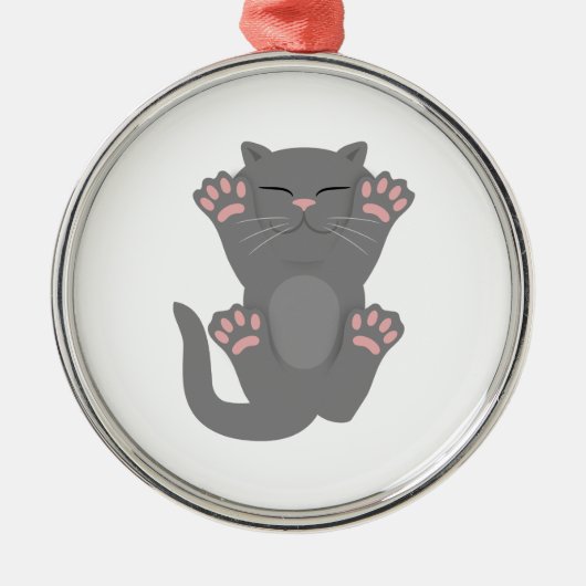 猫が寝る メタルオーナメント (正面)