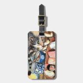 猫が寿司を見る ラゲッジタグ (正面縦)