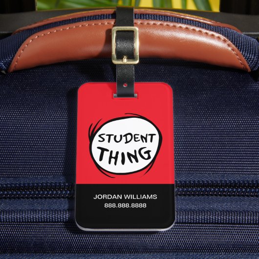 猫が帽子をかぶって一物に学生が二物 ラゲッジタグ (正面インサイチュ2)