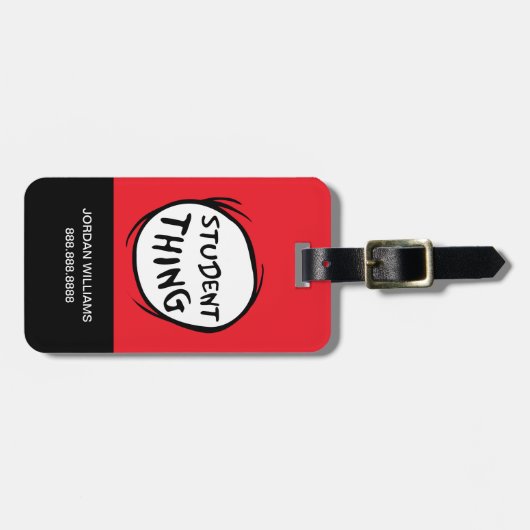 猫が帽子をかぶって一物に学生が二物 ラゲッジタグ (正面横)