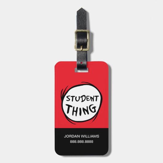 猫が帽子をかぶって一物に学生が二物 ラゲッジタグ (正面縦)