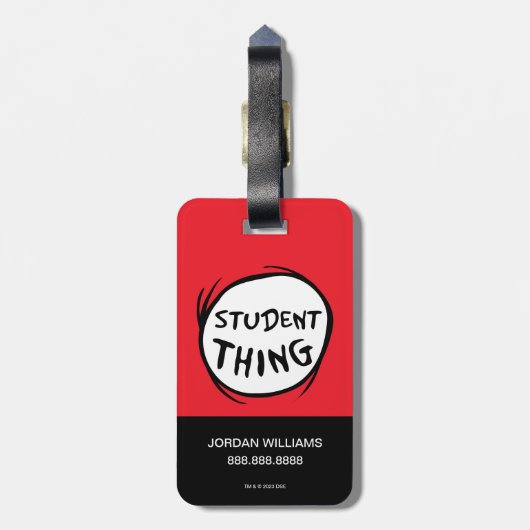 猫が帽子をかぶって一物に学生が二物 ラゲッジタグ (裏面縦)