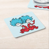 猫が帽子を被る スクエアペーパーコースター (アングル)