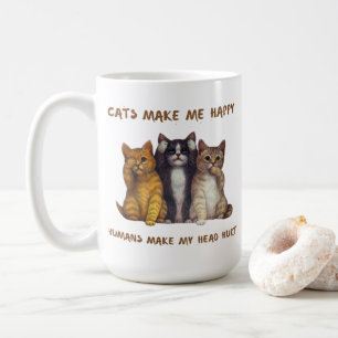 猫が幸せになり、人間が頭を傷つける コーヒーマグカップ