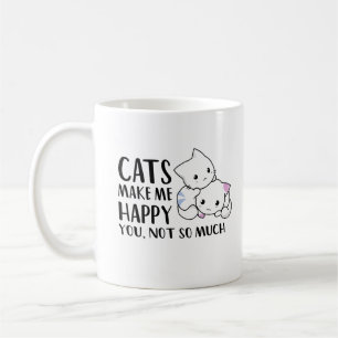 猫が幸せになる おもしろい引用文ブラック文字&キャッツ コーヒーマグカップ