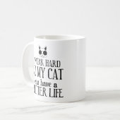 猫が幸せに暮らせるように一生懸命働く コーヒーマグカップ (正面左)