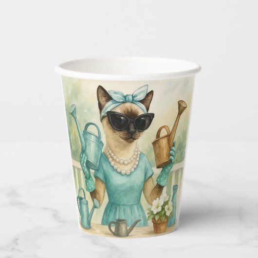 猫が庭を耕している 紙コップ (正面)