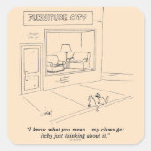 猫が引きつける家具 スクエアシール (正面)