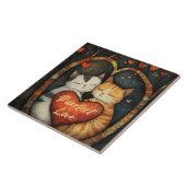 猫が抱き締めるアートワークを愛する タイル (側面)