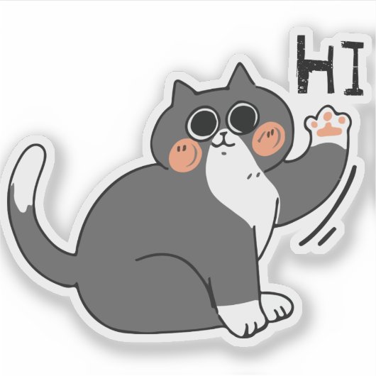 猫が挨拶をする シール (正面)