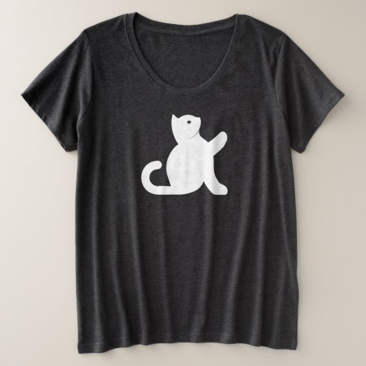 猫が挨拶 プラスサイズTシャツ (デザイン正面)