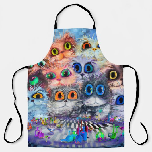 猫が描いた抽象的な背景、アクリー エプロン (正面)