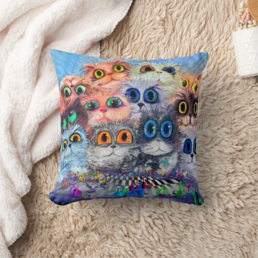 猫が描いた抽象的な背景、アクリー クッション (ブランケット)