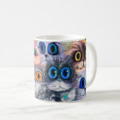 猫が描いた抽象的な背景、アクリー コーヒーマグカップ (正面右)