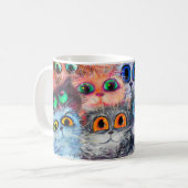 猫が描いた抽象的な背景、アクリー コーヒーマグカップ (正面左)