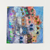 猫が描いた抽象的な背景、アクリー タペストリー (正面(横))