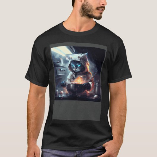 猫が料理する雨の日 Tシャツ (正面)