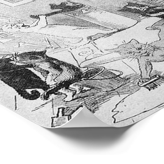 猫が春を掃除するルイス・ウェイン ポスター (角)