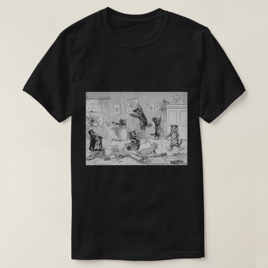 猫が春を掃除するルイス・ウェイン Tシャツ (デザイン正面)
