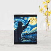 猫が月に届く スターリーナイト 面白い子猫 メンズ ウォー カード (黄色い花)