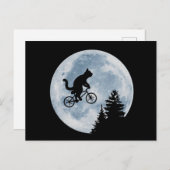猫が月面に自転車で乗っている。 ポストカード (正面/裏面)