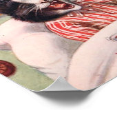 猫が朝食をベッドで食べる ポスター (角)