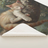 猫が木で寝るヴィンテージ シェルパブランケット (3/4)