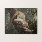 猫が木で寝るヴィンテージ ジグソーパズル (横)
