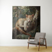 猫が木で寝るヴィンテージ タペストリー (インサイチュ)