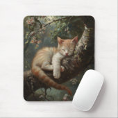 猫が木で寝るヴィンテージ マウスパッド (マウス)
