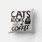 猫が本を読むコーヒー本虫読のかわいい猫 クッション (裏面)