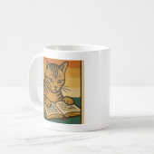 猫が本を読むマグカップ コーヒーマグカップ (正面左)